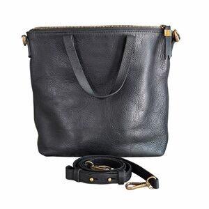 Madewell Black Leather Zip Top Transport Crossbody Bag